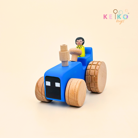 Wooden Tractor with a farmer