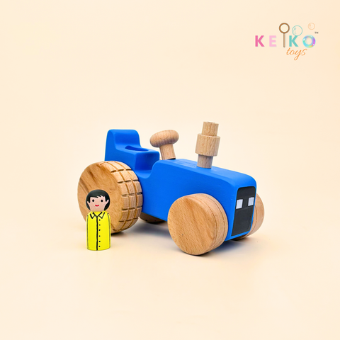 Wooden Tractor with a farmer