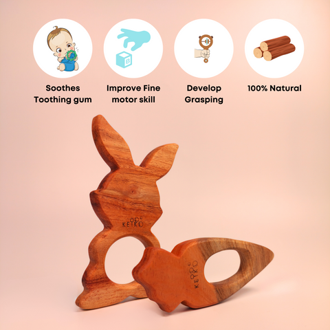Wooden Teethers- Bunny and Carrot