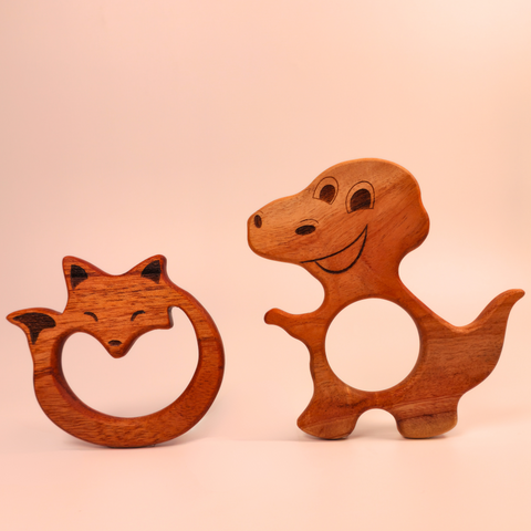 Wooden Teether-Fox & Dino