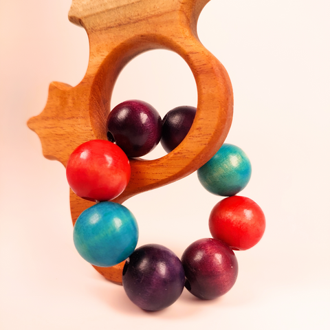 Wooden Teether Ring- Seahorse