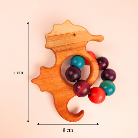 Wooden Teether Ring- Seahorse