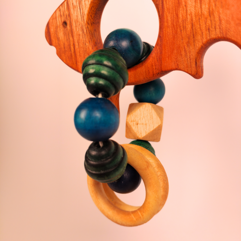 Wooden Rattle/teether Ring-Shark