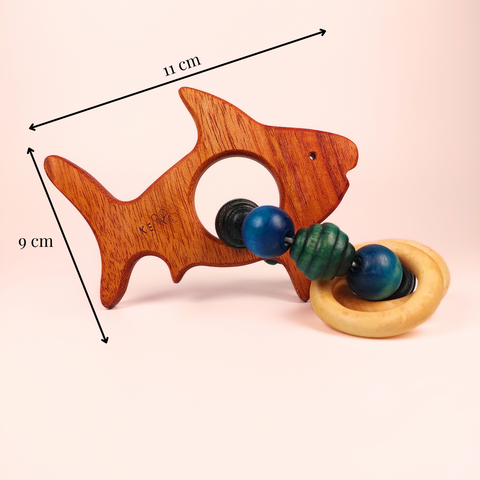 Wooden Rattle/teether Ring-Shark