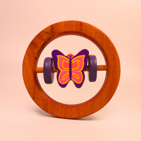 Wooden Rattle-Circle with Butterfly