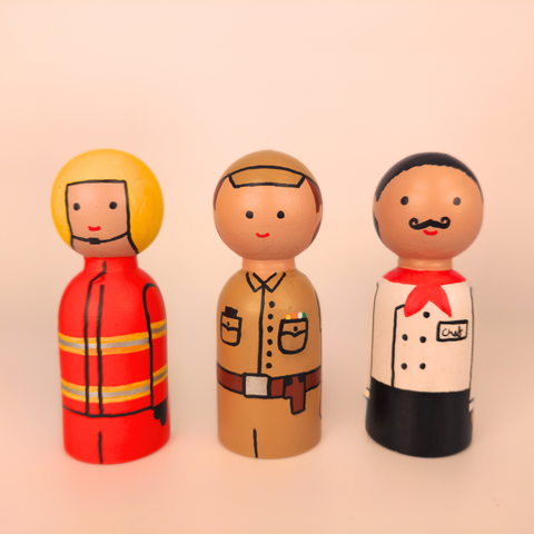 Wooden Peg dolls: Community Helpers